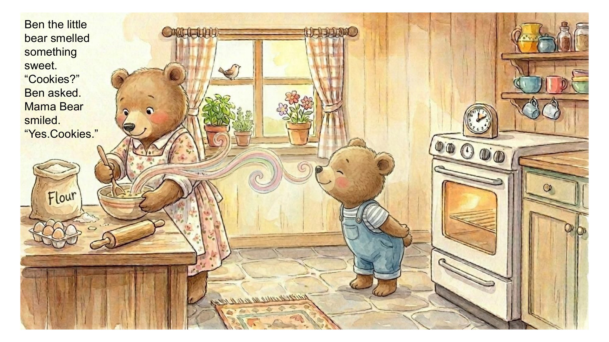 Ben smells something sweet in the kitchen