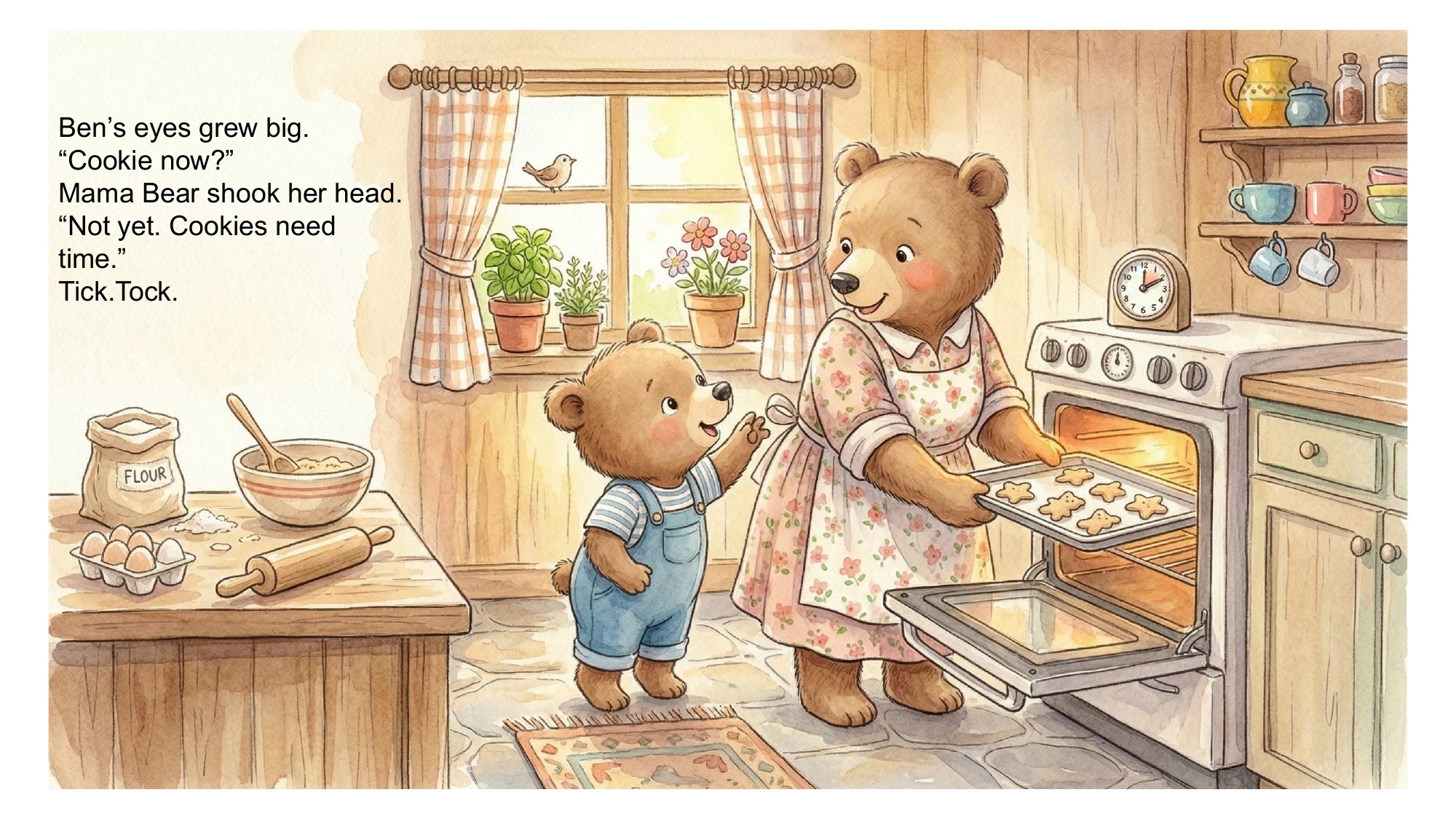 Ben asks for a cookie and Mama Bear says not yet